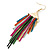 Long Black Crystal Multicoloured Chain Dangle Earrings In Gold Tone - 10cm L - view 5