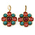 Turquoise, Pink Glass Stone Floral Drop Earrings With Leverback Closure In Gold Tone - 50mm L - view 6