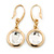 Gold Tone Crystal Round Drop Earrings - 30mm L - view 3