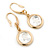 Gold Tone Crystal Round Drop Earrings - 30mm L