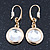 Gold Tone Crystal Round Drop Earrings - 30mm L - view 7