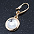 Gold Tone Crystal Round Drop Earrings - 30mm L - view 8