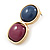 Purple/ Cobalt Blue Acrylic Double Button Stud Earrings In Gold Tone - 30mm L - view 3