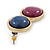Purple/ Cobalt Blue Acrylic Double Button Stud Earrings In Gold Tone - 30mm L - view 7