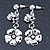 Flower and Ladybug Drop Earrings In Polished Rhodium Plating - 45mm L - view 3