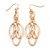 Gold Tone, Textured Oval Link Contemporary Drop Earrings - 65mm L - view 1