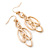 Gold Tone, Textured Oval Link Contemporary Drop Earrings - 65mm L - view 2