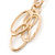 Gold Tone, Textured Oval Link Contemporary Drop Earrings - 65mm L - view 4