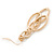 Gold Tone, Textured Oval Link Contemporary Drop Earrings - 65mm L - view 5