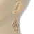 Gold Tone, Textured Oval Link Contemporary Drop Earrings - 65mm L - view 7