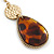 Long Animal Print Resin Teardrop Earrings In Gold Tone - 90mm L - view 4