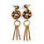 Long Studded Hoop, Chain Tassel Drop Earring In Gold Tone - 10cm L