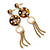 Long Studded Hoop, Chain Tassel Drop Earring In Gold Tone - 10cm L - view 5