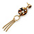Long Studded Hoop, Chain Tassel Drop Earring In Gold Tone - 10cm L - view 8