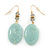 Large Pale Green Oval Acrylic Bead Drop Earrings In Gold Tone - 65mm L - view 7