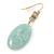 Large Pale Green Oval Acrylic Bead Drop Earrings In Gold Tone - 65mm L - view 5