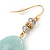 Large Pale Green Oval Acrylic Bead Drop Earrings In Gold Tone - 65mm L - view 4