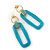 Teal Acrylic Rectangular Drop Earrings In Gold Tone - 45mm L - view 7