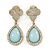 Light Blue Glass Crystal Teardrop Earrings In Gold Tone - 45mm L