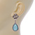 Light Blue Glass Crystal Teardrop Earrings In Gold Tone - 45mm L - view 6