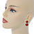Double Red Glass Stone Stud Earring In Gold Tone - 27mm L - view 2