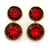 Double Red Glass Stone Stud Earring In Gold Tone - 27mm L - view 5