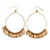 Gold Tone Hoop Earrings With Multi Leaf Charms - 75mm L - view 6