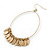 Gold Tone Hoop Earrings With Multi Leaf Charms - 75mm L - view 2