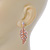 Delicate Clear Austrian Crystal Leaf Drop Earrings In Rose Gold Tone - 40mm L - view 4