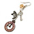 Clock, Key, Dog, Rose Charm Drop Earrings (Gold, Black, Bronze, Silver Tone) - 70mm L - view 5