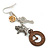 Clock, Key, Dog, Rose Charm Drop Earrings (Gold, Black, Bronze, Silver Tone) - 70mm L - view 4