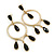 Gold Tone Hoop Earrings With Black Acrylic Bead Dangles - 80mm L - view 7