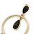 Gold Tone Hoop Earrings With Black Acrylic Bead Dangles - 80mm L - view 5