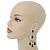 Gold Tone Hoop Earrings With Black Acrylic Bead Dangles - 80mm L - view 9