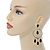 Gold Tone Hoop Earrings With Black Acrylic Bead Dangles - 80mm L - view 2