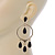 Gold Tone Hoop Earrings With Black Acrylic Bead Dangles - 80mm L - view 6