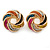 Multicoloured Chain Knot Stud Earrings In Gold Tone - 20mm Across