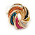Multicoloured Chain Knot Stud Earrings In Gold Tone - 20mm Across - view 2