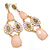 Pale Pink/ Light Olive Acrylic Bead, Austrian Crystal Chandelier Earrings In Gold Tone - 90mm L - view 7