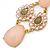 Pale Pink/ Light Olive Acrylic Bead, Austrian Crystal Chandelier Earrings In Gold Tone - 90mm L - view 3