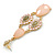 Pale Pink/ Light Olive Acrylic Bead, Austrian Crystal Chandelier Earrings In Gold Tone - 90mm L - view 6