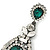 Statement Clear/ Emerald Green Austrian Crystal Drop Earrings In Gun Metal - 65mm L - view 4