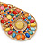 Oversized Multicoloured Acrylic Bead Teardrop Earrings In Gold Tone - 90mm L - view 3