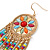 Multicoloured Bead, Chain Dangle Chandelier Earrings In Gold Plating - 13cm L - view 4