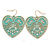 Mint Lacy Heart Drop Earrings In Gold Tone - 50mm L - view 7