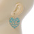 Mint Lacy Heart Drop Earrings In Gold Tone - 50mm L - view 5