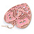 Light Pink Lacy Heart Drop Earrings In Gold Tone - 50mm L - view 6