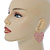 Light Pink Lacy Heart Drop Earrings In Gold Tone - 50mm L - view 2