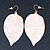 White Enamel Etched Leaf Drop Earrings In Gold Tone - 75mm L - view 8