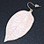 White Enamel Etched Leaf Drop Earrings In Gold Tone - 75mm L - view 6